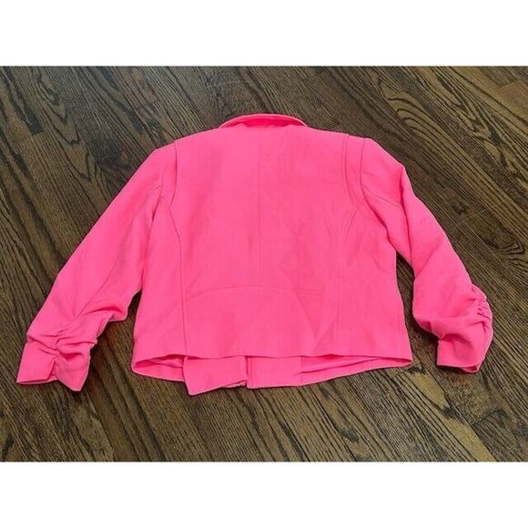 Generation Love Colleen Crepe Moto Jacket Ruched Sleeves Zip Up Ultra Pink S NEW - Picture 10 of 10